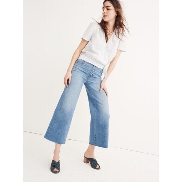 Madewell Denim - Madewell | 25 Wide Leg Crop Raw Hem Button Fly Front High Rise Jeans H5839